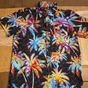 Vibrant Palm Print Kids Button Down Shirt